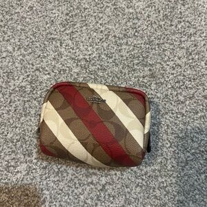 Coach Red and Brown Striped Pouch